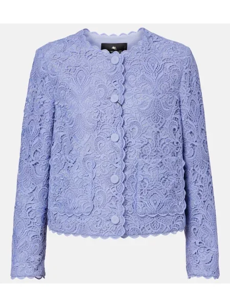 Geacă Etro cu model paisley din dantelă violet