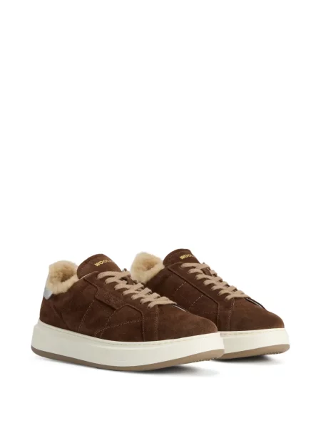 Sneakers Woolrich από δέρμα προβάτου καφέ