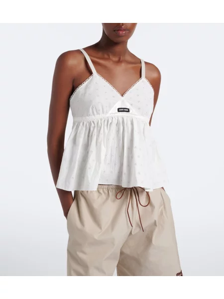 Top Miu Miu cu broderie de in alb