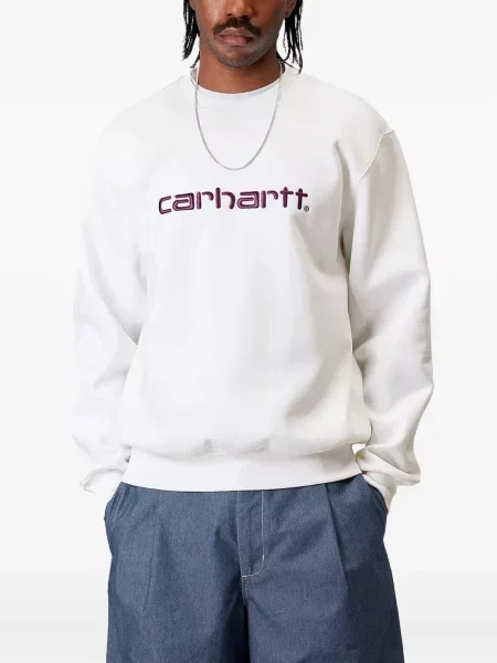 Hanorac crewneck Carhartt Wip cu autograf alb