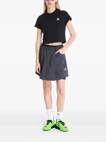 Kötött levágott póló Nike nyomtatás fekete