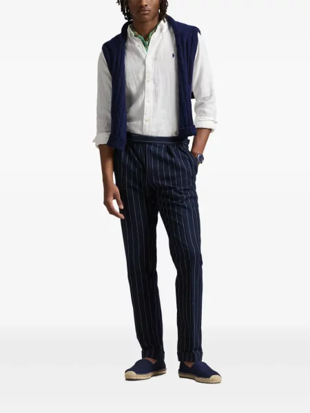 Slip de baie Polo Ralph Lauren cu broderie din piele de căprioară în carouri albastru