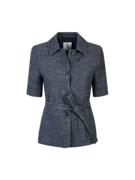 Krótka kurtka Eleventy wełniana niebieska