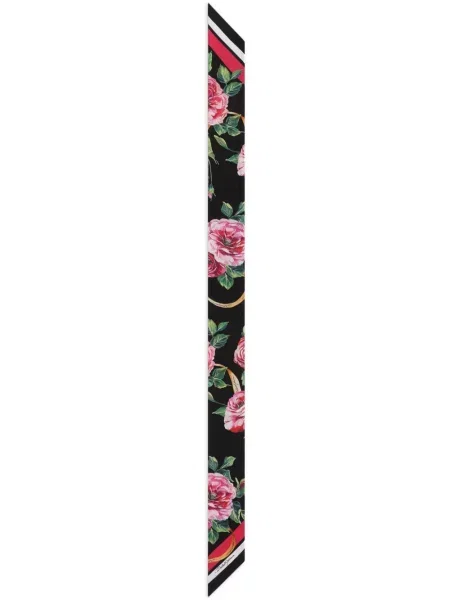 Fular Dolce & Gabbana cu model floral cu imagine negru