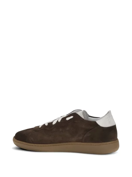 Sneakerși Be980 cu broderie din piele de căprioară maro