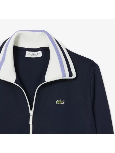 Lacoste Bluza Z Zamkiem I Ozdobnymi Paskami niebieska