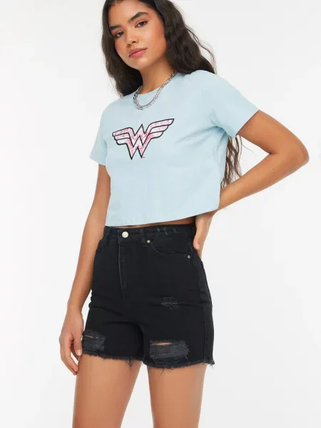 Szorty jeansowe Trendyol czarne