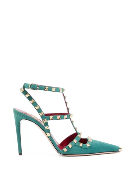 Pantofi cu toc Valentino Garavani din piele de căprioară verde