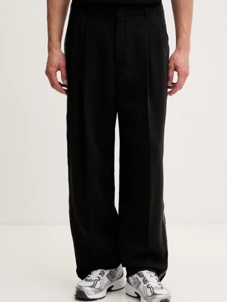 HUGO pantaloni pentru bărbați cu lână negru