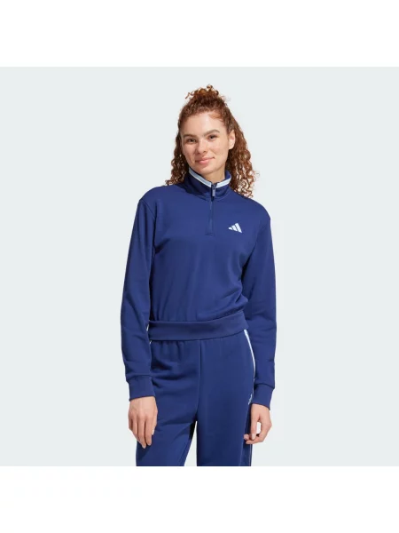 Bluza dresowa Essentials Color Pop French Terry Crop Quarter-Zip niebieska