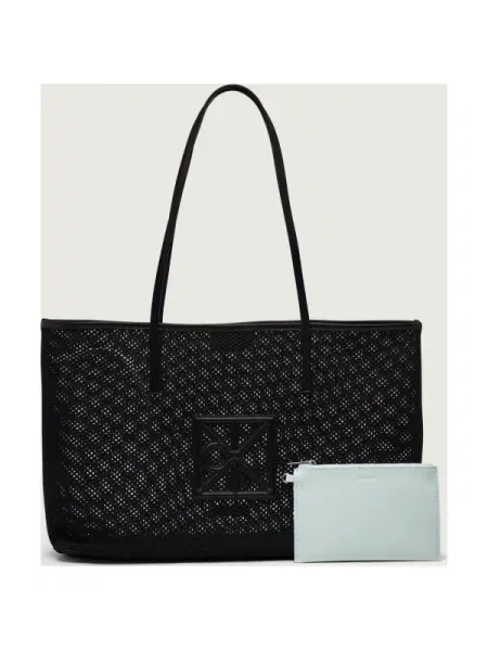 Táska Calvin Klein Emblem Mesh Tote fekete