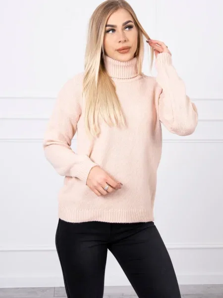 Pulover cu guler înalt heláncă Kesi roz