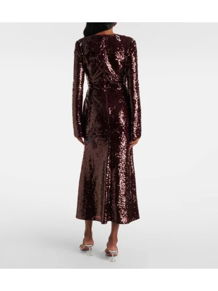 Rochie midi Self-portrait până la genunchi de costum maro