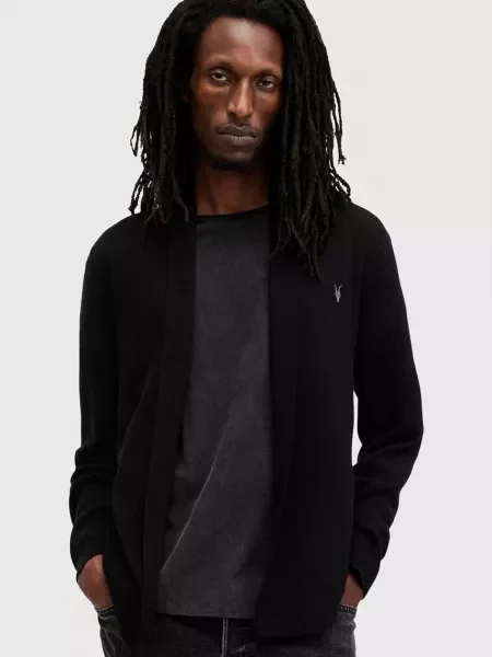 AllSaints cardigan din lana MODE MERINO OPEN CAR negru
