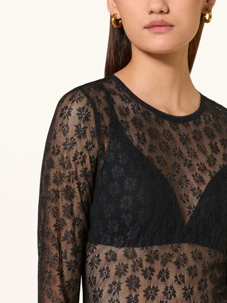 Claudie Pierlot Koszulka Z Długim Rękawem Z Siateczki schwarz czarna