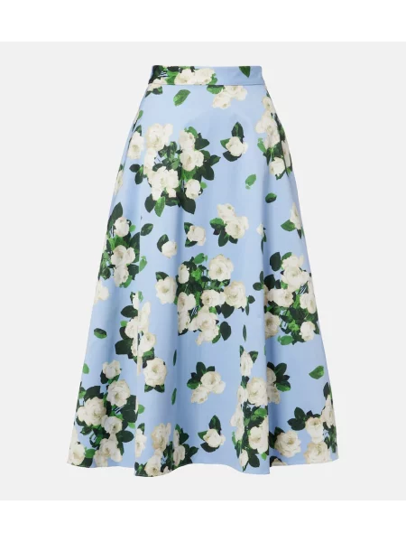 Fustă midi Carolina Herrera cu model floral albastru