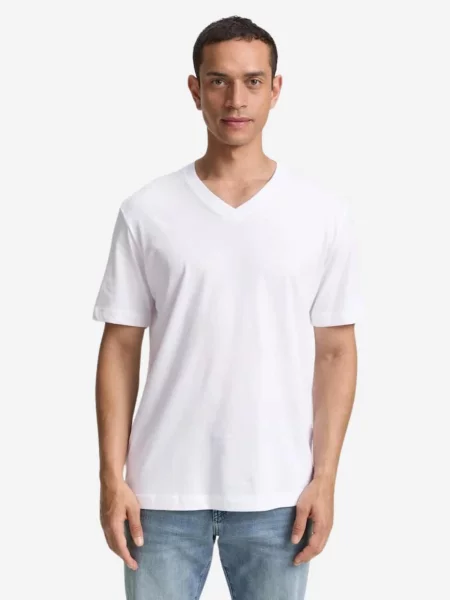 TOM TAILOR Póló Tom Tailor Doublepack V-neck Tee White fehér