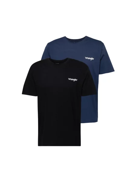 WRANGLER Tricou albastru porumbel / negru alb