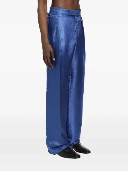 Pantaloni Tom Ford de mătase albastru