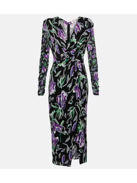 Rochie midi Diane Von Furstenberg cu model floral din jerseu până la genunchi
