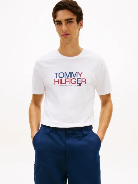 TOMMY HILFIGER Tricou bleumarin / roșu alb