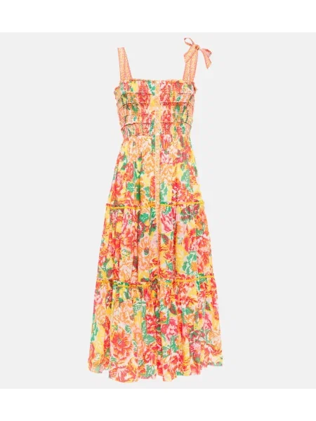 Rochie midi Poupette St Barth cu imagine până la genunchi de costum portocaliu
