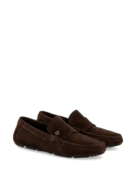 Pantofi loafer Ferragamo din piele de căprioară maro