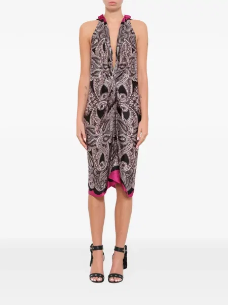 Rochie Lanvin cu imagine cu model paisley cu gât halter roz