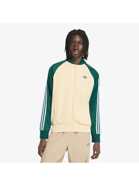 Φούτερ adidas Sst Track Top Warm Vanilla/ Collegiate Green L λευκό