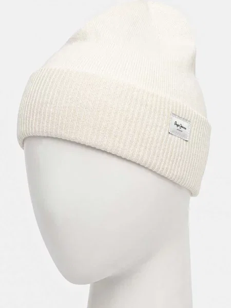 Шапка з домішкою вовни Pepe Jeans YELA HAT з тонкого трикотажу бежевий