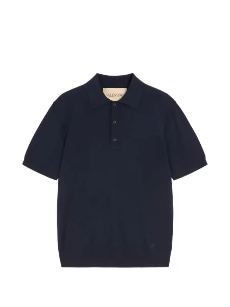 Tricou polo Valentino Garavani cu broderie de lână albastru