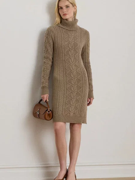 Lauren Ralph Lauren rochie cu lână bej