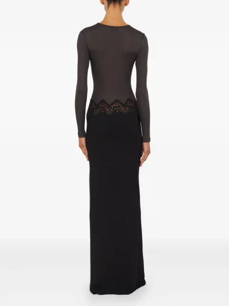 Rochie maxi Christopher Esber din dantelă lungă de costum negru