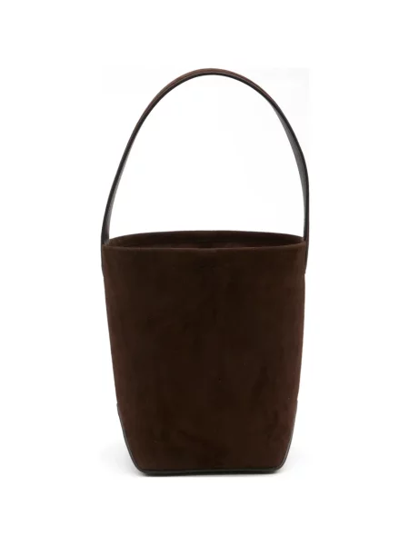 Geanta de piele The Row din piele cu imprimeu geometric mini maro