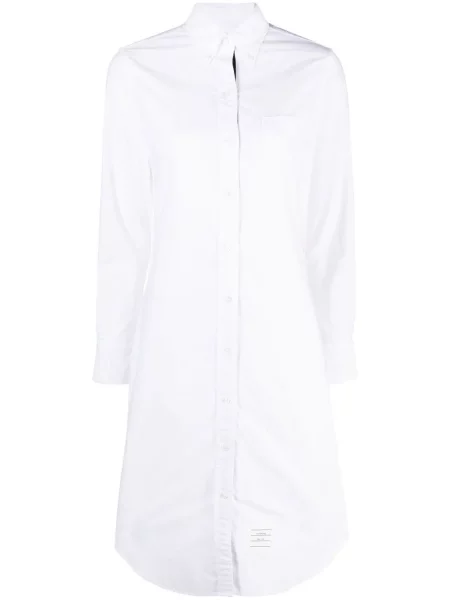Rochie tip cămașă Thom Browne până la genunchi din țesătură twill alb