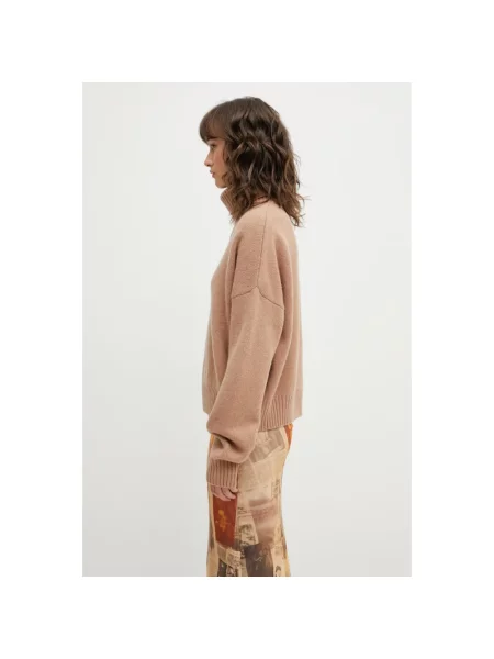 Lniany sweter z golfem Sporty And Rich brązowy