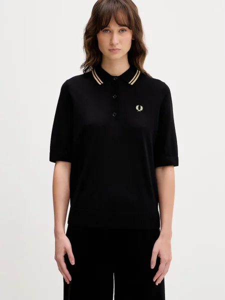 Tricou polo Fred Perry de lână negru