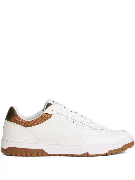 Sneakerși Tommy Hilfiger cu șireturi din dantelă alb