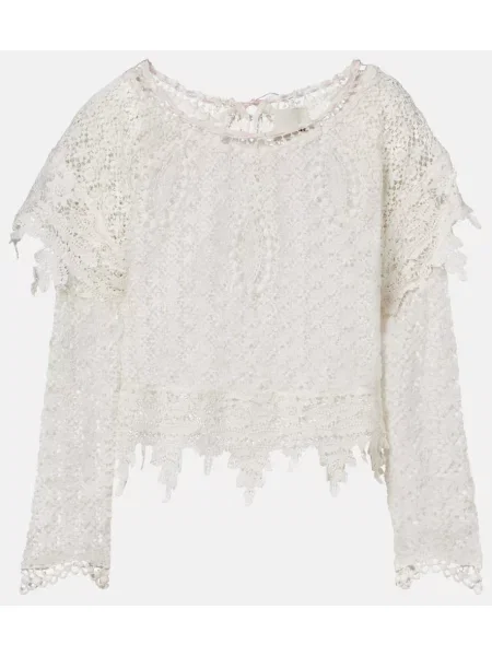 Top Isabel Marant din dantelă alb