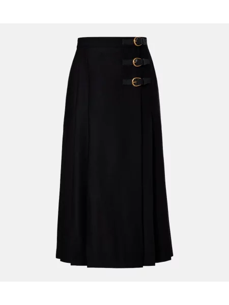 Fustă midi Chloé de lână negru