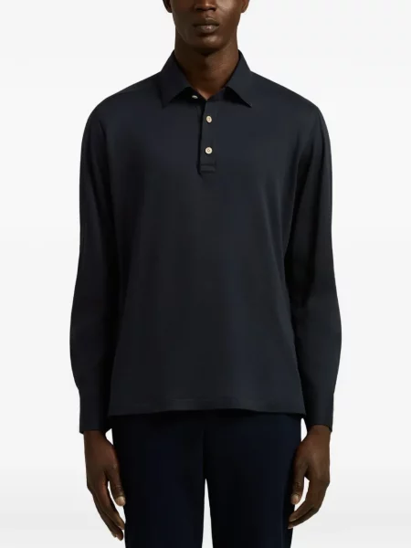 Lung tricou polo Kiton albastru