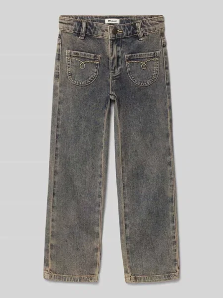 Jeansy o kroju straight fit z naszywanymi Steiff czarne