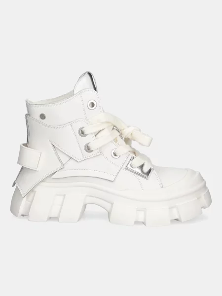 Шкіряні черевики GOE бежевий на платформі WHITE білі