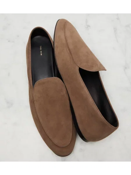 Pantofi loafer The Row din piele de căprioară maro