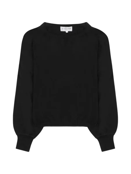 Lung pulover Oscar The Collection cu decolteu rotund negru