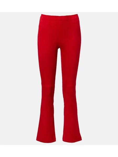 Pantaloni Stouls din piele de căprioară roșu