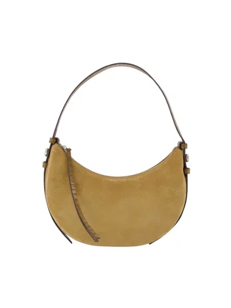 Tory Burch torebka crossbody zamszowa Romy Half Moon brązowa