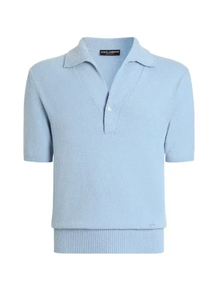 Gulerat polo Dolce & Gabbana tricotate albastru