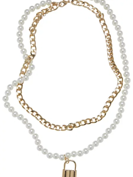 Колие Urban Classics с перли сиво