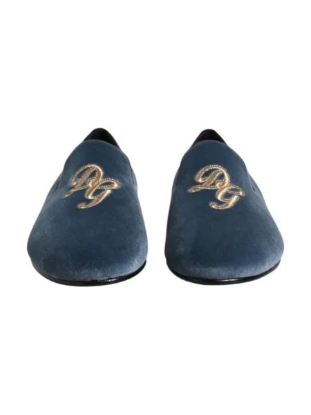 Półbuty Dolce And Gabbana skórzane z logo niebieskie